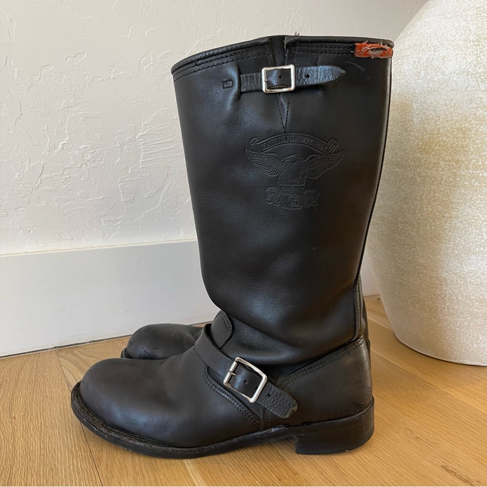 Harley Davidson Sierra Black Leather Vintage Eagle USA Engineer Boots Size 11